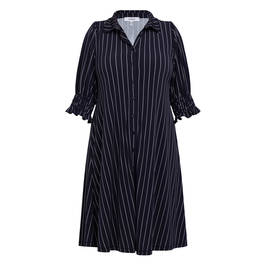 Yoek Stretch Jersey Pinstripe Dress Navy  - Plus Size Collection