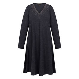 Yoek A-Line Embellished Dress Melange Grey  - Plus Size Collection