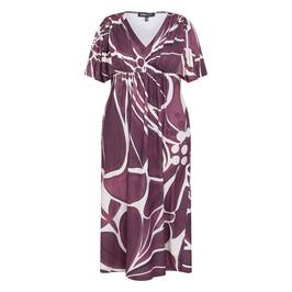 Yoek Abstract Floral Dress Berry  - Plus Size Collection