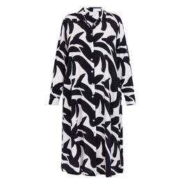 Yoek Shirt Dress Print Black and White - Plus Size Collection