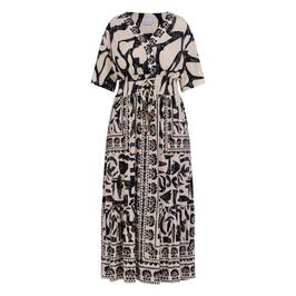 Yoek Ethnic Print Dress Black and Cream  - Plus Size Collection