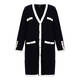 Yoek Long Black Cardigan with White Tipping 