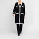 Yoek Long Black Cardigan with White Tipping 