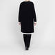 Yoek Long Black Cardigan with White Tipping 