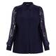 Yoek Sequin Sleeve Shirt Navy