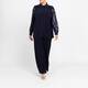Yoek Sequin Sleeve Shirt Navy