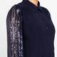 Yoek Sequin Sleeve Shirt Navy