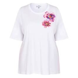 Yoek Floral Print T-Shirt White  - Plus Size Collection