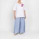 Yoek Pull-On Wide Leg Pale Blue Chambray Trouser