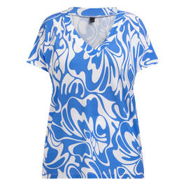 Yoek Top Print Blue  - Plus Size Collection