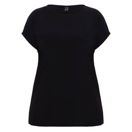 Yoek Jersey Cap-Sleeve Top Black - Plus Size Collection