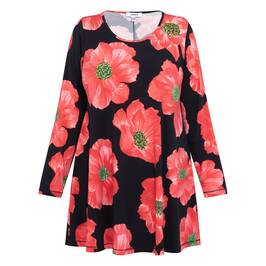 Yoek Floral Jewel Embellished Tunic Red - Plus Size Collection