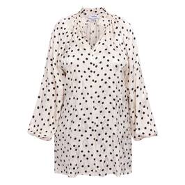 Yoek Satin Polka Dot Tunic Cream - Plus Size Collection