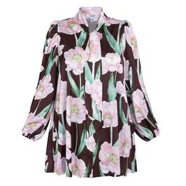 Yoek Satin Bold Floral Tunic  - Plus Size Collection