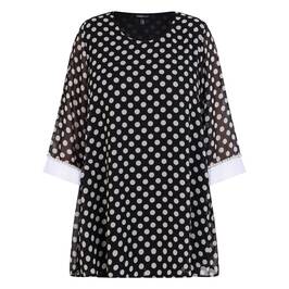 Yoek Polka Dot Tunic Black  - Plus Size Collection