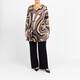 Yoek Sixties-Inspired Swirl Print Top Taupe 