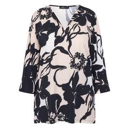 Yoek Floral Sketch Print Tunic Vanilla - Plus Size Collection