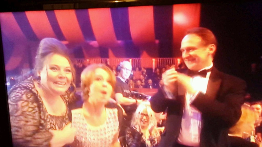 Captured the moment - Joanna Scanlan, dressed by BeigePlus at the British Comedy Awards