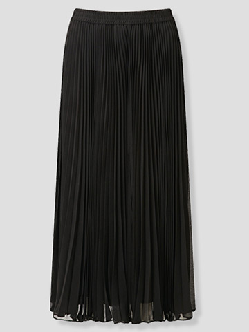 Tia - Black pleat midi skirt