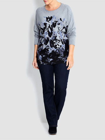 Krizia degrade print knit tunic in blue tones