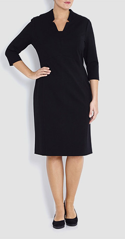 Basler Notch Neck Black Dress