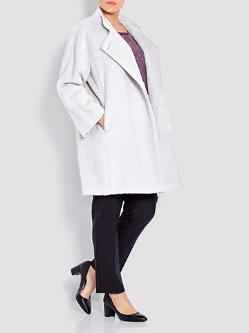 Marina Rinaldi Ice White Mandarin Collar Coat