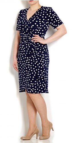 Georgede Navy Polka Dot Dress