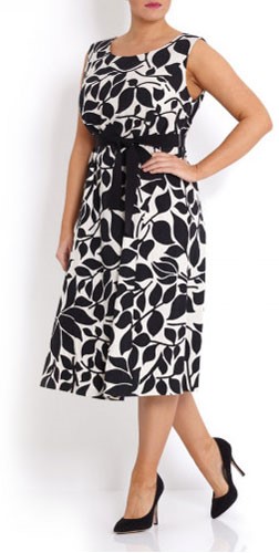 Marina Rinaldi Black Textured Print Dress