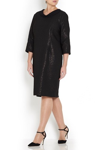 Luisa Viola Black Collar Jacquard Dress