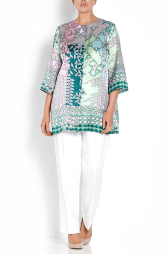 Marina Rinaldi Silk Scarf Print Long Jacket