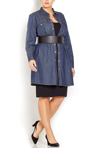 Marina Rinaldi Gold Button Denim Shirt