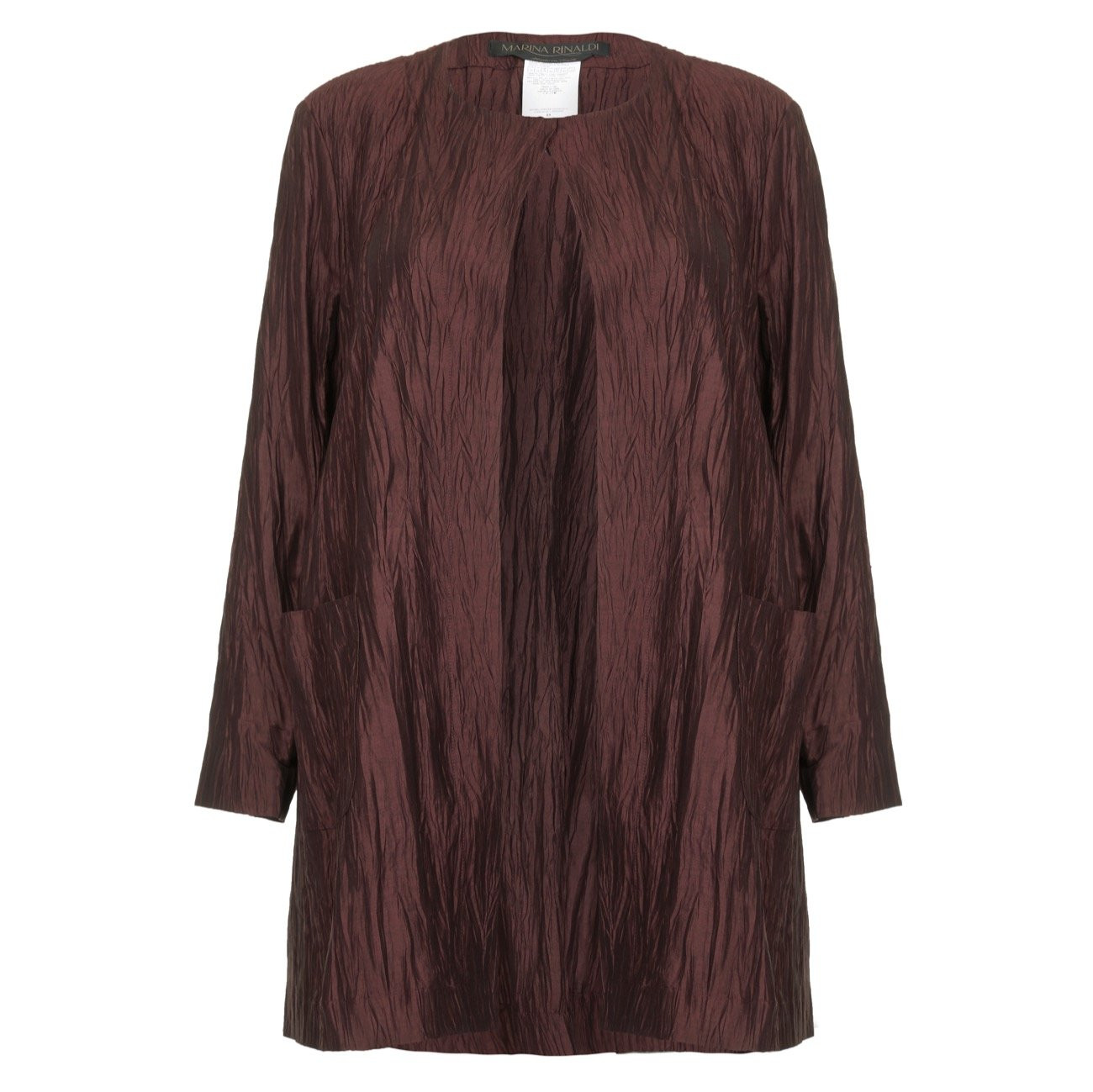 Marina Rinaldi Mahogany Crushed Linen Silk Jacket
