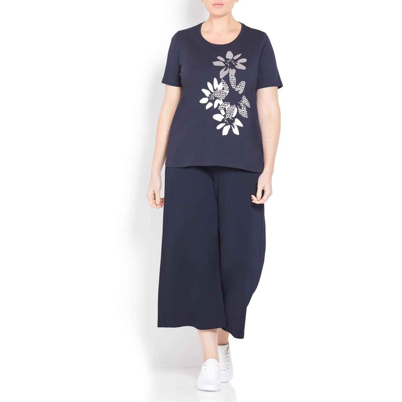 Navy Floral Print Top
