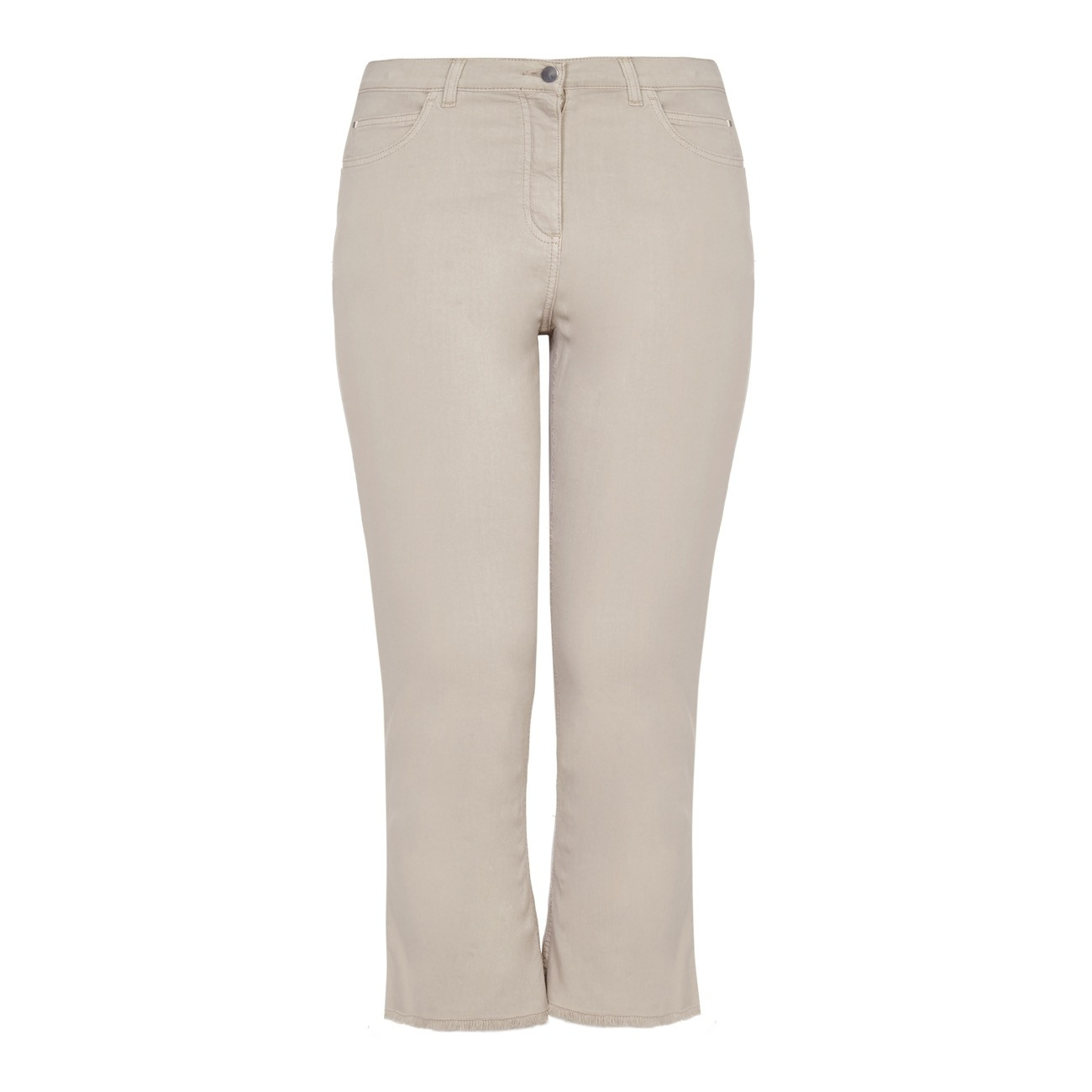 Persona By Marina Rinaldi Cotton Cropped Flare Jeans with Fringed Hem