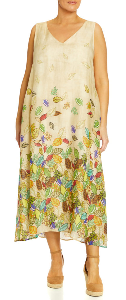 Elena Miro Leaf Dress Beige 