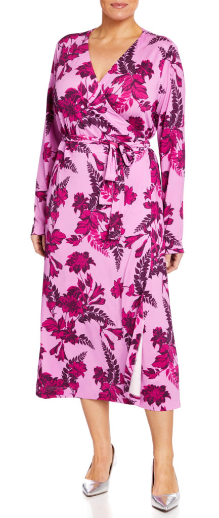 Marina Rinaldi Printed Stretch Jersey Wrap Dress Fuchsia 