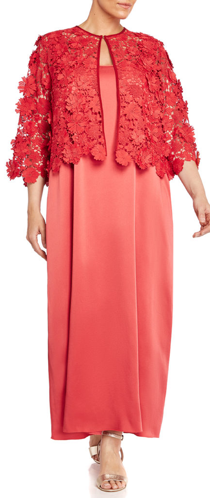 Marina Rinaldi Macramé Lace Jacket Coral 