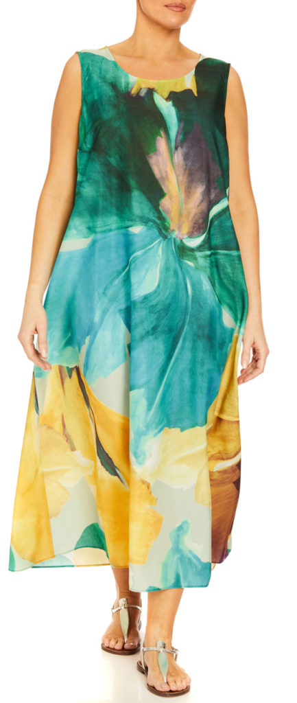 Persona by Marina Rinaldi Floral Print Dress Aqua With Optional Sleeves 