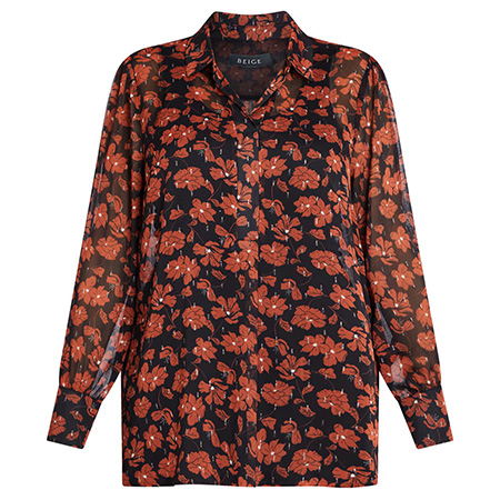 Beige Georgette Floral Print Shirt Ginger