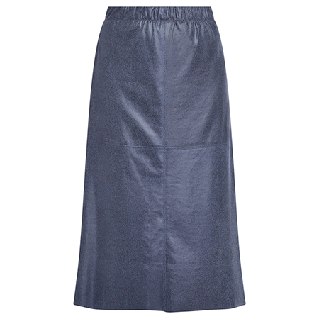 Beige Faux-Leather Midi Skirt A-Line Petrol