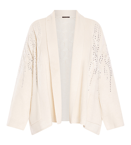 Marina Rinaldi Wool Mix Beaded Cardigan Ivory