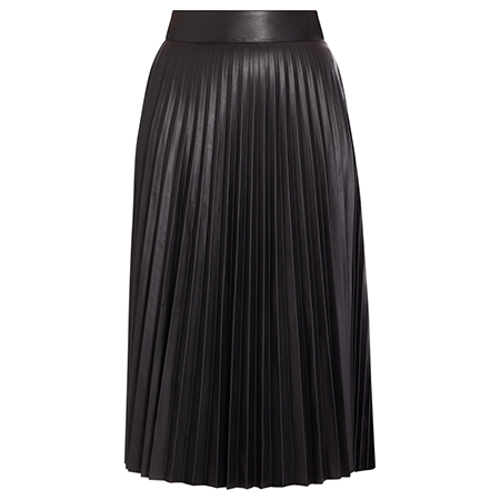 Elena Miro Faux-Leather Pleated Skirt Black