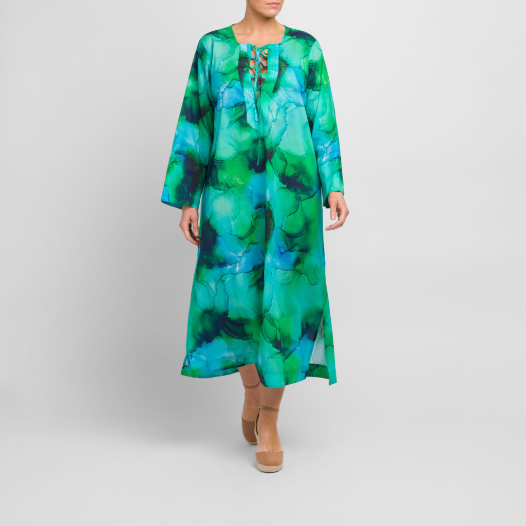 Yoek Watermark Cotton Shirt Dress