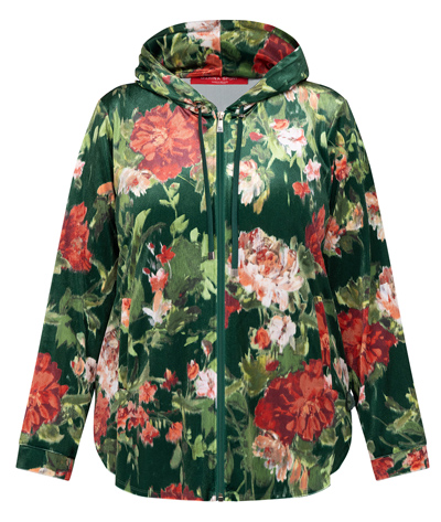 Marina Rinaldi Printed Velvet Floral Hoodie