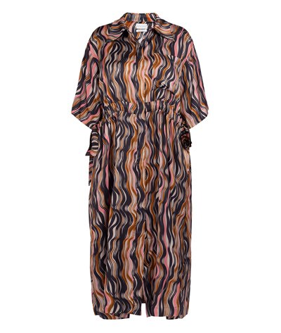 Sallie Sahne Printed Satin Shirt Dress